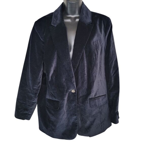Jessica London black velour blazer Jacket Size 16 - Picture 1 of 7